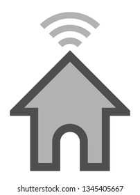 Home wifi symbol icon - gray with outline, isolated - vector illustration