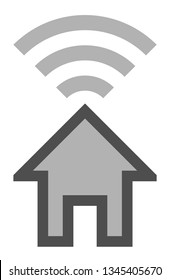 Home wifi symbol icon - gray with outline, isolated - vector illustration