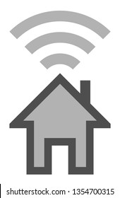 Home wifi symbol icon - gray with outline, isolated - vector illustration