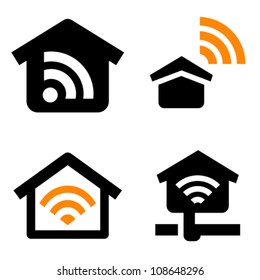 Home Wifi vector icon set