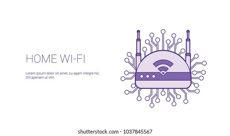 Home Wifi Wireless Internet Connection Template Web Banner With Copy Space Vector Illustration