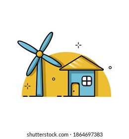 Home and windmill simple illustration. Easy to edit with vector file. Can use for all your graphic design content. Especially about technology.