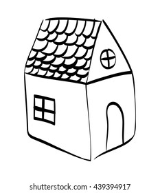 Home with window design. Sketch icon. Vector graphic