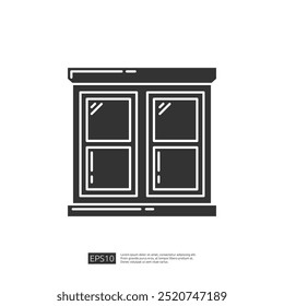 Icono del marco de la ventana casera. Renovación y decoración de casas