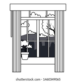 Home window and landscape design vector illustrator