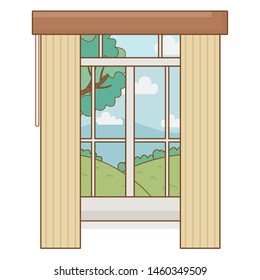 Home window and landscape design vector illustrator