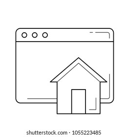 Home window line icon isolated on white background. Vector line icon of home window for infographic, website or app.
