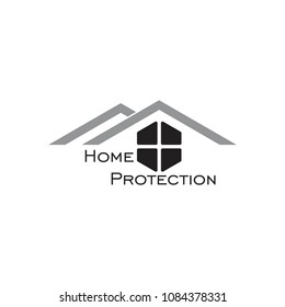 home with window shield design logo