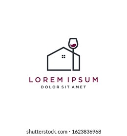 Home Wine Logo Icon Vector Symbol Template