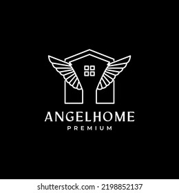 home with wings angel logo design