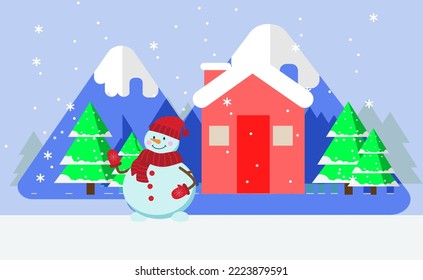 Heimwinterillustration, Vektorgrafik von Flockdesign