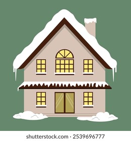 Haus oder Winterresidenz mit warmem Licht im Winter Weihnachtszeit