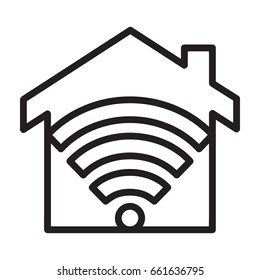 home wireless fidelity / hot-spot , visualized in outline design style.