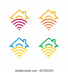 Home Wireless Logo Line Vector Many Variation