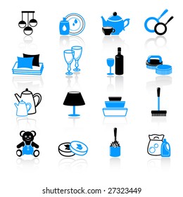 home  work and home equipment icons