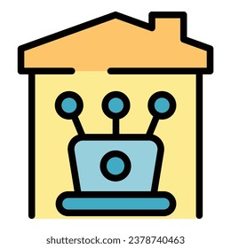 Home work icon outline vector. Test pcr. Health travel color flat