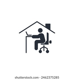 Symbol für Heimarbeit. Vektorgrafik.Editierbarer Strich.Lineares Stilzeichen zur Verwendung Webdesign,Logo.Symboldarstellung.
