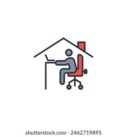 home work icon. vector.Editable stroke.linear style sign for use web design,logo.Symbol illustration.