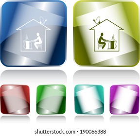 Home work. Internet buttons. Vector illustration.