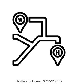 Início para o ícone de local de trabalho, gráficos de vetor de linha