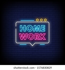 Home Work Neon Signs Style Text vector