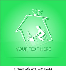 Home work. Paper sticker as bookmark. Vector illustration. Eps10.
