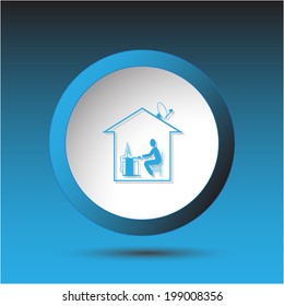 Home work. Plastic button. Vector illustration.
