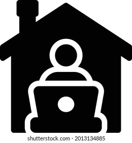 home working vector glyph flat icon