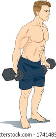 Home Workout ist die neue Normalität. Ein guter Typ mit seinen Mulden.