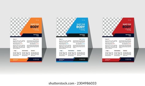 Home workout tips brochure template. Set your body and schedule. Flyer, booklet, leaflet print, cover design with linear icons. Vector layouts for magazines, annual reports, advertising posters