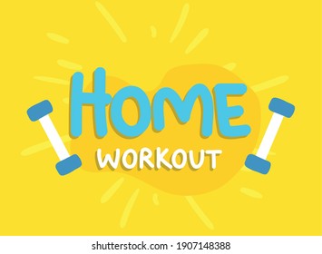 home workout with weights design of covid 19 virus lettering message theme Vector illustration