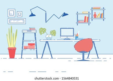 Home Workplace with Computer Standing on Desk