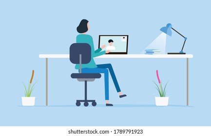 home workplace concept and business smart working online connect anywhere concept