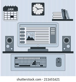 Home workplace vector illustration