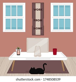 Home workspace. Work from home poster. Home office - Vector