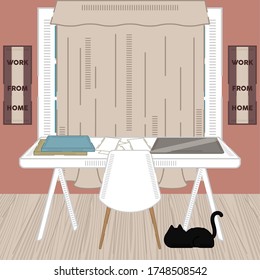 Home workspace. Work from home poster. Home office - Vector