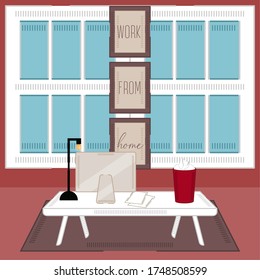 Home workspace. Work from home poster. Home office - Vector