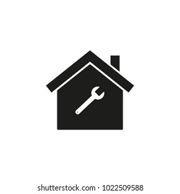 Home with wrench icon