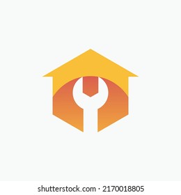 home and wrench logo template