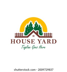 Home Yard Illustration Logo Design In The Forest