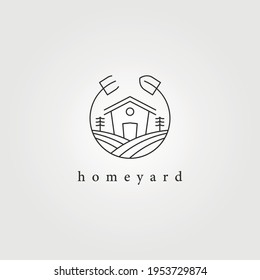 Home Gartenlandschaft Garten Logo Vektordesign, Bauernhaus minimales Logo-Design