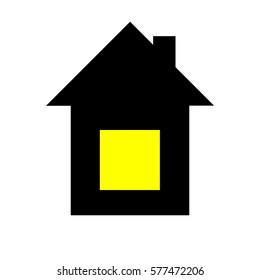 Home with yellow window icon eps10. house icon eps10.