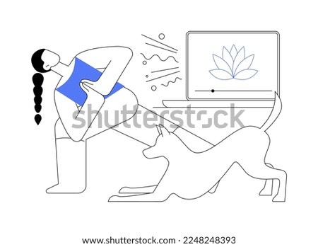 Home yoga abstract concept vector illustration. Home quarantine training, power yoga online class, relief stress, mindfulness, live streaming, stay home, social distance abstract metaphor.