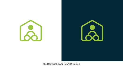 home with yoga  vector logo
