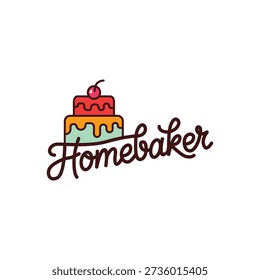 Homebaker Cake Logo with Handwritten Script Typography.