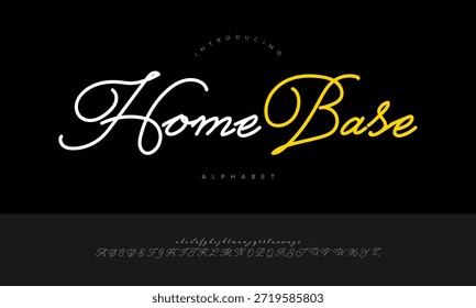 Homebase Vintage Retro Monoline Script Fonte Alfabeto Vetor Para Design De Crachá