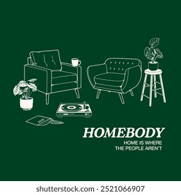 Homebody Home Decor Vector Graphic