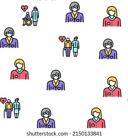 Homecare Services Vector Seamless Pattern Thin Line Illustration