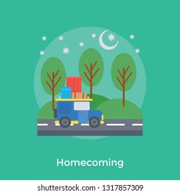 Homecoming flat icon design 