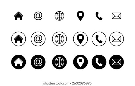 home,email,website,location,telephone,message,web icons set,call,address,globe, envelope,chatting,communication,contact us icons set,isolated on white background,vector illustration for business cards